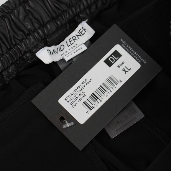 David Lerner Faux Leather Track Pant Joggers Extra Large NEW Vegan Elastic Waist - Picture 5 of 7